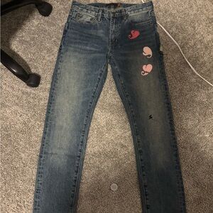 Undercover Blue Skinny Jeans with Pink Accents